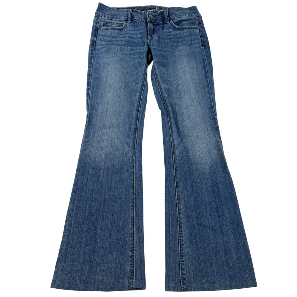 Y2K American Eagle Artist Flare Jeans Women's Size 4 Boho Grunge Streetwear